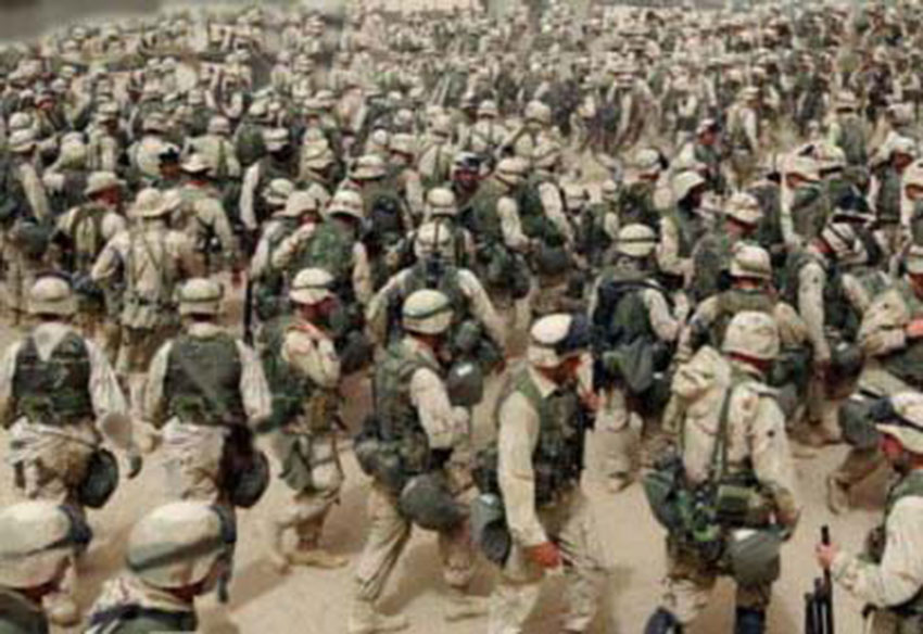 Truppe americane in Kuwait prima dell'attacco all'Iraq